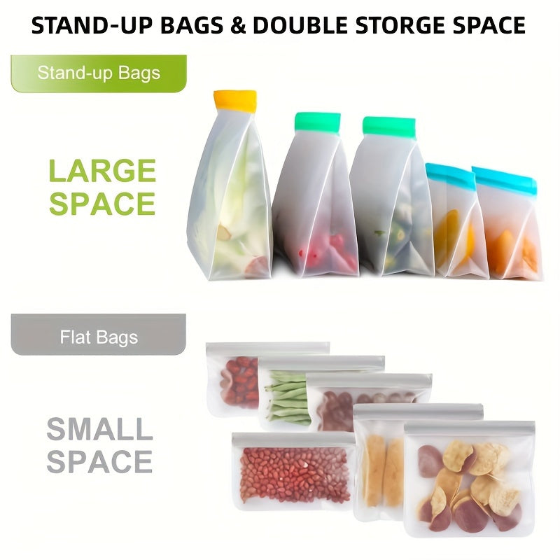 1 Set Reusable Silicone Food Storage Bags – Leak-Proof, BPA-Free, Freezer & Travel Friendly – Eco-Friendly Food Preservation Solution