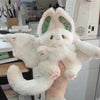Cute White Bat-Rabbit Plush Toy — Green Ears & Pink Paws | Soft Flannel Stuffed Animal, Easter Gift for Kids
