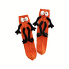 Adorable Cartoon Character Magnetic Hand-Holding Crew Socks for Youngsters - Soft Knit Fabric, Perfect for Boys & Girls