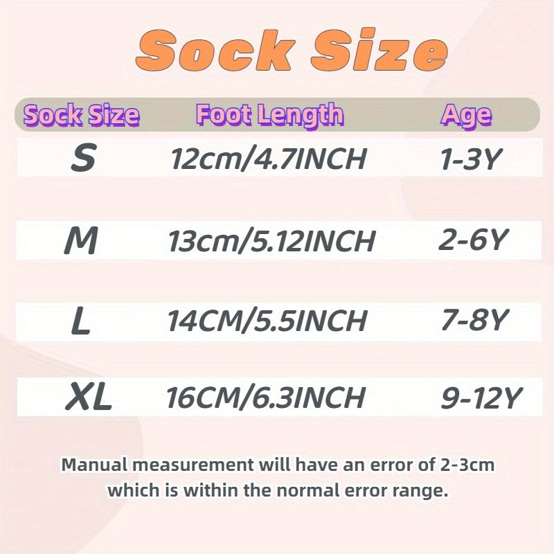 10 Pairs Kids Knee-High Cartoon Dinosaur Socks - Polyester & Spandex Blend, Soft Knit Fabric, Non-Slip & Breathable | Perfect for Boys & Girls Aged 2 to 12 Years | Machine Washable, Fun Gift for Kids