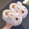 Cute Bunny Kids Slippers - Warm Cartoon Slip-On with Fabric Upper & Rubber Sole, Round Toe, Lightweight Cozy Indoor Shoes for Boys & Girls (Ages 14 & Under)