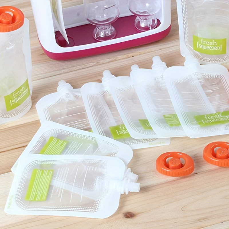 10-Pack Reusable Squeeze Pouches for Baby Food – BPA-Free Polycarbonate Containers – Resealable, No Electricity Needed – Perfect for Puree & Food Storage