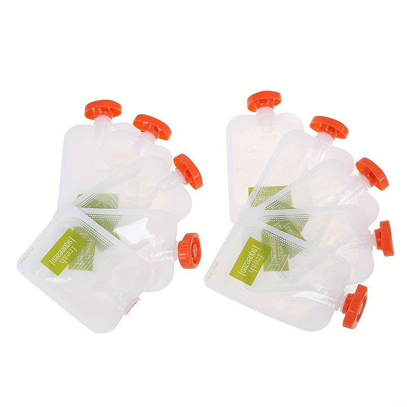 10-Pack Reusable Squeeze Pouches for Baby Food – BPA-Free Polycarbonate Containers – Resealable, No Electricity Needed – Perfect for Puree & Food Storage
