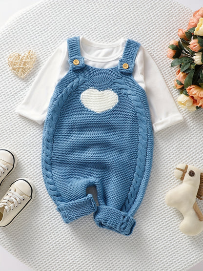 Baby Girl Knitted Bodysuit – Baby Love Jacquard Design (Soft & Comfortable, Indoor & Outdoor Wear)