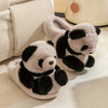 Cute Panda Women's Slippers for Couples - Cozy Indoor Slip-On House Shoes, Plush Fabric & EVA Sole for Autumn/Winter