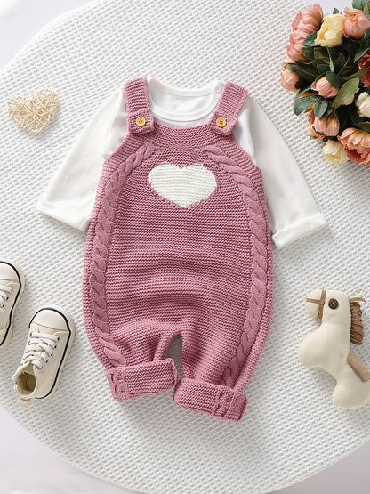 Baby Girl Knitted Bodysuit – Baby Love Jacquard Design (Soft & Comfortable, Indoor & Outdoor Wear)
