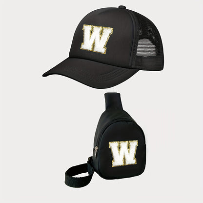 Kids Alphabet Baseball Cap & Shoulder Bag Set – Trendy & Breathable Polyester, Adjustable Buckle Closure, Perfect for All Seasons & Casual Wear, Ideal Gift for Boys & Girls (Ages 3-14) - Kidzy Market