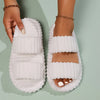 Elegant Women's Plush Slippers – Warm Lined Striped Open-Toe Slip-On with Non-Slip EVA Sole