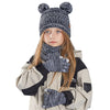 Unisex 3-Piece Winter Beanie Hat Set – Warm Acrylic Hat with Bear Ears, Scarf & Gloves - Kidzy Market