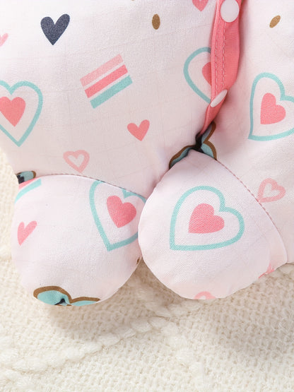 9-Pack Baby Girl Footed Jumpsuit Set – Long Sleeve Love Hearts Design with Bunny Hats & Bibs – Stylish & Comfy Outdoor Wear for Infants - Kidzy Market