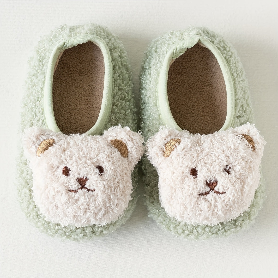 1 Pair Kids Cartoon Bear Soft Sole Non-Slip Toddler Socks - Breathable Polyester Spandex Invisible Socks for All Seasons | Hand Wash Only, Thick