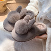 Soft Plush Bunny Slippers — Cozy Indoor House Shoes with Double Pom-Poms, Washable Fabric & Rubber Sole (Gray, Pinkish-Gray, Light Pink)