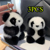 3-Pack Panda Plush Keychain — Soft Mink-Fur Feel Polyester Panda Pendant, Cute Animal Bag Charm & Gift