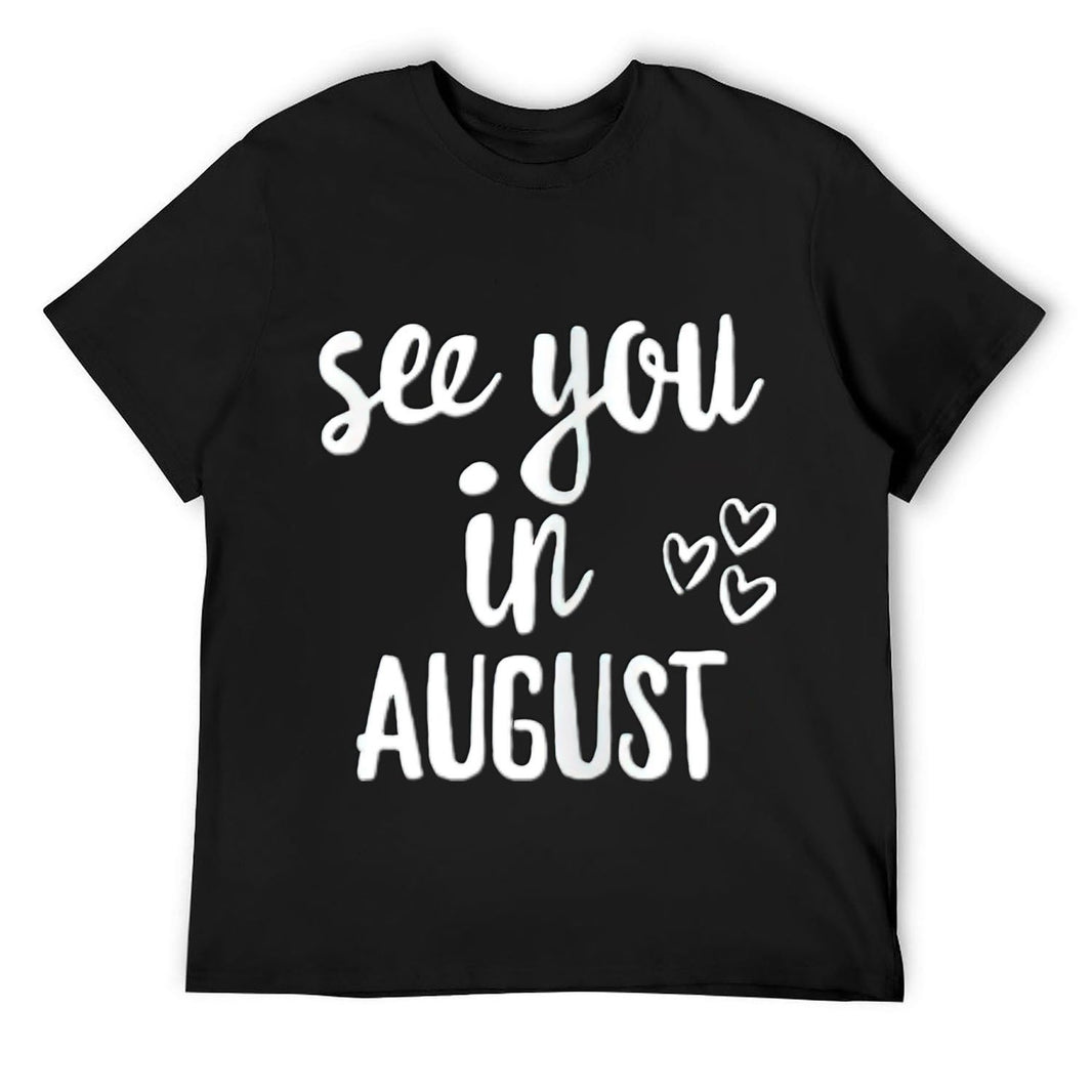 See You in August" Women's Maternity Tee - Soft 100% Cotton, Lightweight & Breathable with Crew Neck, Short Sleeves - Ideal for Pregnancy Announcement, Casual Wear & More, Maternity Clothes