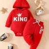 Baby & Toddler Crown Print Hooded Pullover Set — Long Sleeve Top & Long Pants, 0-3 Years