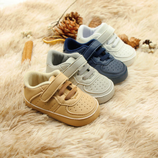 Newborn Baby Boys Premium Soft Sole Mid-Top Infant Prewalker Toddler Sneakers
