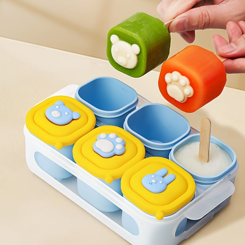 6pcs/Set Baby Food Storage Box, Cartoon Silicone Infant & Toddler Freezer Mold Bowl, Perfect for Complementary Baby Food Storage
