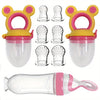 9-Piece Baby Feeding Set – Squeeze Bottle with Spoon, 2 Fruit Feeders & 6 Silicone Nipples (S/M/L)