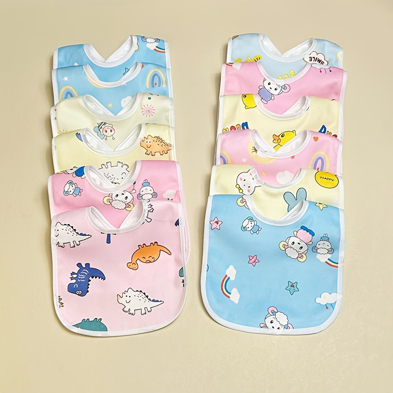 4/6pcs Set – Soft Crystal Velvet Baby Bibs with U-Shaped Pocket – Waterproof Drool Towels for Newborns & Toddlers (Random Cartoon Styles) - Kidzy Market