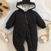 Thickened One-Piece Infant Outfit – Fleece-Lined Zipper Romper (Autumn/Winter, Newborn, Outdoor Wear, Perfect for Holidays)
