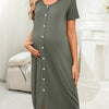 Monochrome Maternity Nightgown — Comfortable Pregnant Women's Sleep Dress