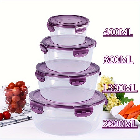 3/4-Pack FreshSeal Airtight Food Storage Containers – Large Capacity, Stackable, Space-Saving Plastic Containers for Kitchen Organization, Fruits, Vegetables, Meat, Eggs, Dumplings