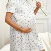 Nursing Maternity Nightgown - Comfortable Polyester-Blend Nursing Sleep Dress, Machine Washable, Butterfly & Leaf Floral Print