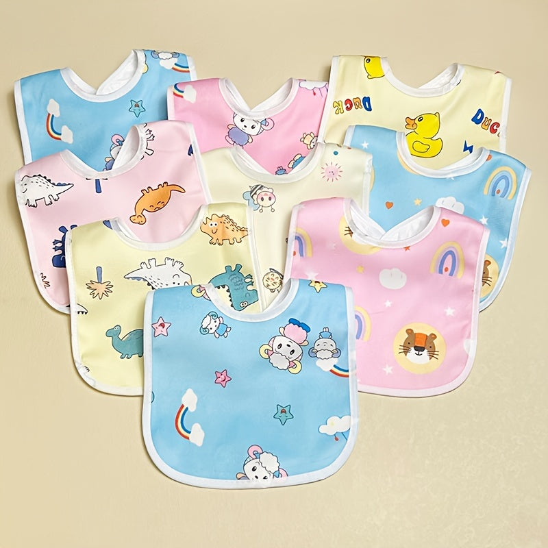 4/6pcs Set – Soft Crystal Velvet Baby Bibs with U-Shaped Pocket – Waterproof Drool Towels for Newborns & Toddlers (Random Cartoon Styles) - Kidzy Market