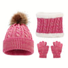 3-Piece Set – Children's Warm Hat, Scarf & Gloves – Autumn & Winter Plus Velvet, Mixed Color Knitted Set - Kidzy Market