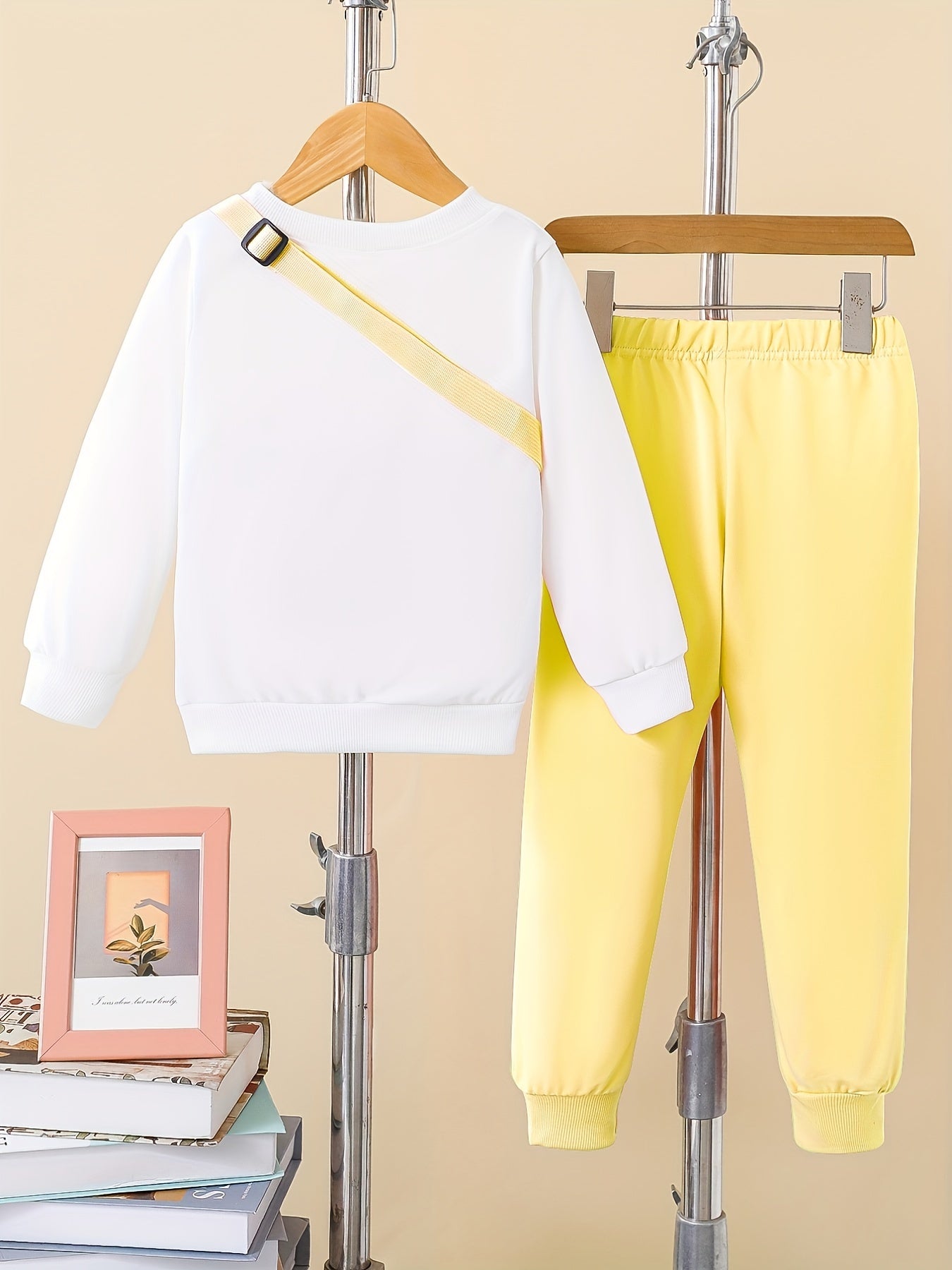 Girls 3pcs Trendy Set - Solid Sweatshirt, Jogger Pants, and Bag - Kids Autumn Outdoor Sports Clothes - Kidzy Market