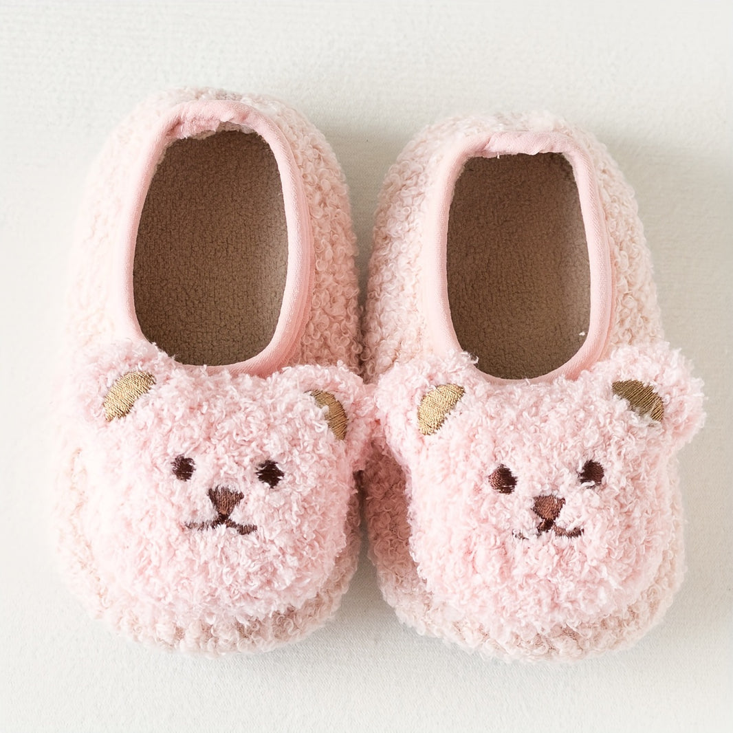 1 Pair Kids Cartoon Bear Soft Sole Non-Slip Toddler Socks - Breathable Polyester Spandex Invisible Socks for All Seasons | Hand Wash Only, Thick