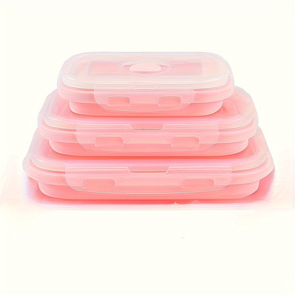3/4 Pack Foldable Silicone Food Containers – BPA-Free Bento Boxes for Meal Prep – Leak-Proof, Microwave & Refrigerator Safe Storage Solution