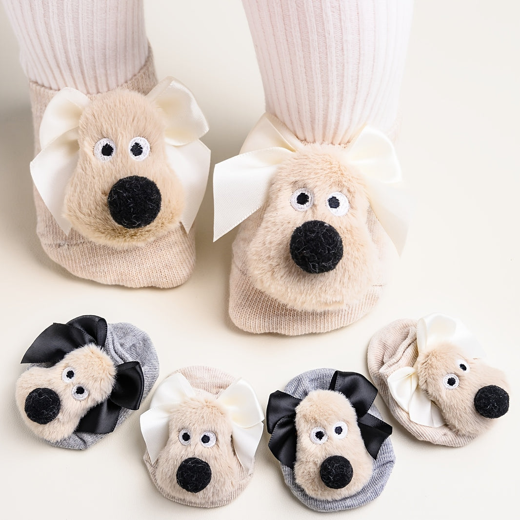 1 Pair/2 Pairs Cute Cartoon Dog & Butterfly Baby Socks - Non-Slip Invisible Boat Socks for Kids | Comfortable All-Season Knit Fabric | 98% Polyester, 2% Spandex | Hand Wash Only