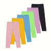 6-Pack Girls' Solid Color Athletic Leggings - Medium Stretch Skinny Fit, 92% Polyester/8% Spandex