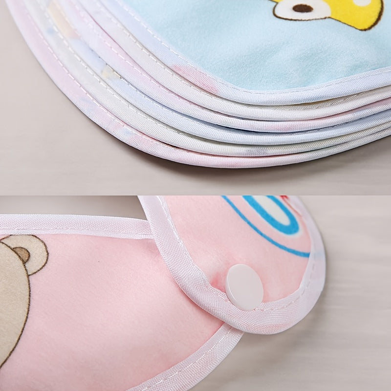 4/6pcs Set – Soft Crystal Velvet Baby Bibs with U-Shaped Pocket – Waterproof Drool Towels for Newborns & Toddlers (Random Cartoon Styles) - Kidzy Market