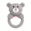 Soft Silicone Cartoon Bear Teething Ring — Flexible Baby Teether, Soothes Gums, Safe Anti-Choking Design, Mixed Colors