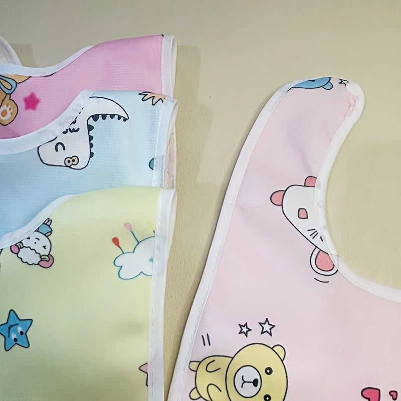 4/6pcs Set – Soft Crystal Velvet Baby Bibs with U-Shaped Pocket – Waterproof Drool Towels for Newborns & Toddlers (Random Cartoon Styles) - Kidzy Market