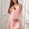 Women's Maternity Nursing 2-Piece Loungewear Set – Lace Breastfeeding Cami Nightdress & Cardigan