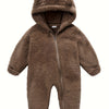 Skytwo Cozy Navy Blue Polar Fleece Baby Jumpsuit – Bear Ears Hood, Windproof, Easy-Diaper Zipper, Elastic Cuffs (Winter Outdoor Wear)