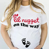 Comfy Maternity T-Shirt - "Lil Nugget on the Way" Graphic, Short Sleeve, Casual Polyester Tee for Pregnant Women, Machine Washable, Summer Wear