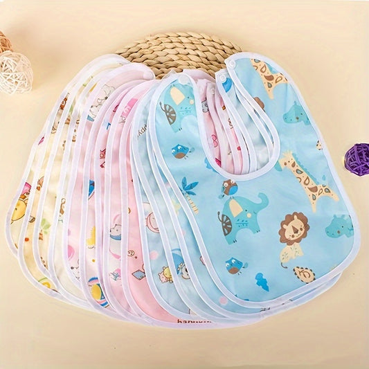 4/6pcs Set – Soft Crystal Velvet Baby Bibs with U-Shaped Pocket – Waterproof Drool Towels for Newborns & Toddlers (Random Cartoon Styles) - Kidzy Market