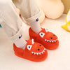 Toddler Green Fuzzy Dinosaur Slippers - Slip-On Indoor Shoes for Boys & Girls, Non-Slip TPR Sole