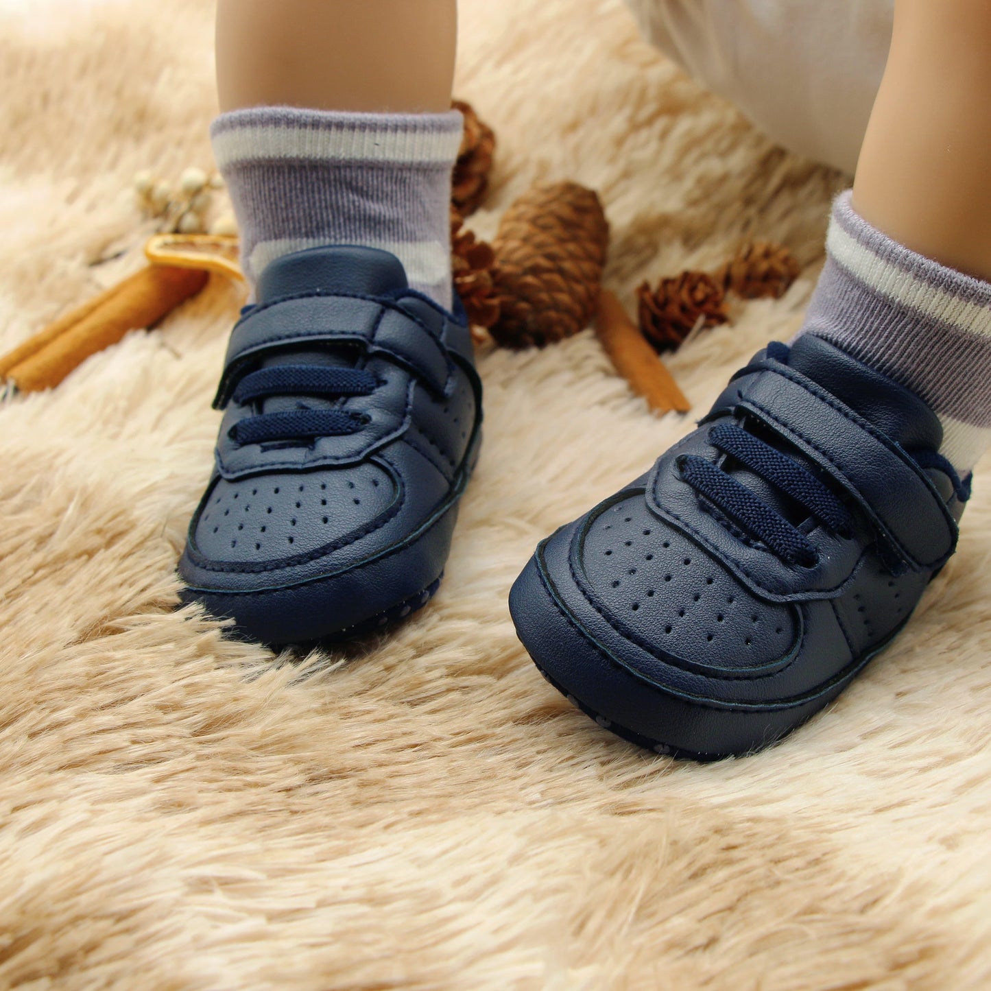 Newborn Baby Boys Premium Soft Sole Mid-Top Infant Prewalker Toddler Sneakers