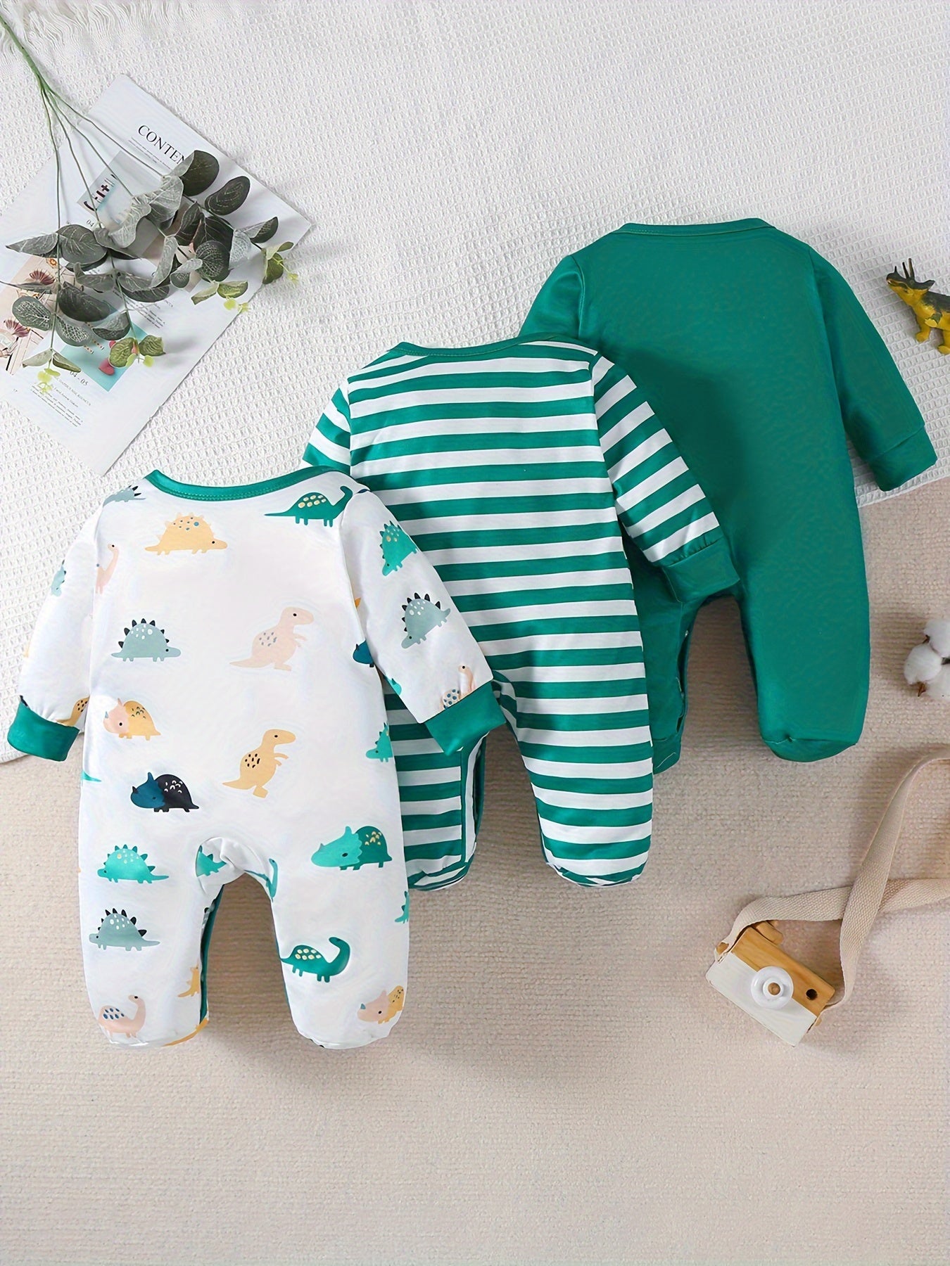 Baby Boys' Star Printed Footed Bodysuit 3-Piece Outdoor Set – Cozy and Comfortable for All Seasons