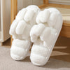 Elegant Women's Plush Slippers – Warm Lined Striped Open-Toe Slip-On with Non-Slip EVA Sole
