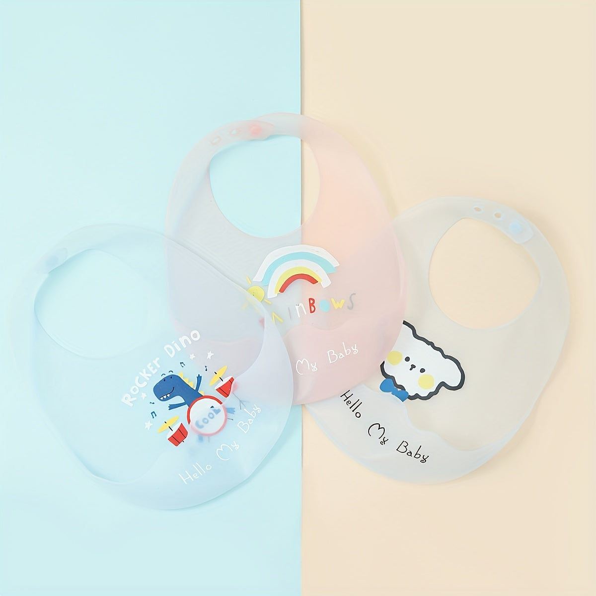 Soft Silicone Baby Feeding Bib – Waterproof & Easy-Clean Bib for Mess-Free Mealtime (Mixed Colors) - Kidzy Market