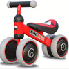 Mini Balance Bike for Toddlers 10–24 Months (1–2 Years) — 4-Wheel Stable Tricycle, Tool-Free Assembly, Carbon Steel Frame, Soft Seat, Cat Graphics — Red/Black