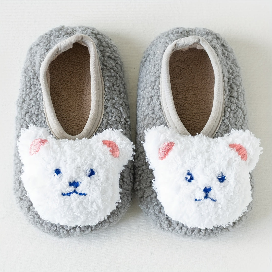 1 Pair Kids Cartoon Bear Soft Sole Non-Slip Toddler Socks - Breathable Polyester Spandex Invisible Socks for All Seasons | Hand Wash Only, Thick
