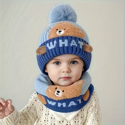2-Piece Thick & Warm Knit Children's Hat & Scarf Set – Skullies & Beanies for Autumn & Winter – Perfect for Outdoor Play - Kidzy Market