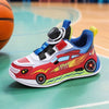 Kids Race Car Sneakers — Breathable Lightweight Low-Top Shoes with Rotary Buckle & Adjustable Strap for Boys & Girls, Casual Party Outdoor